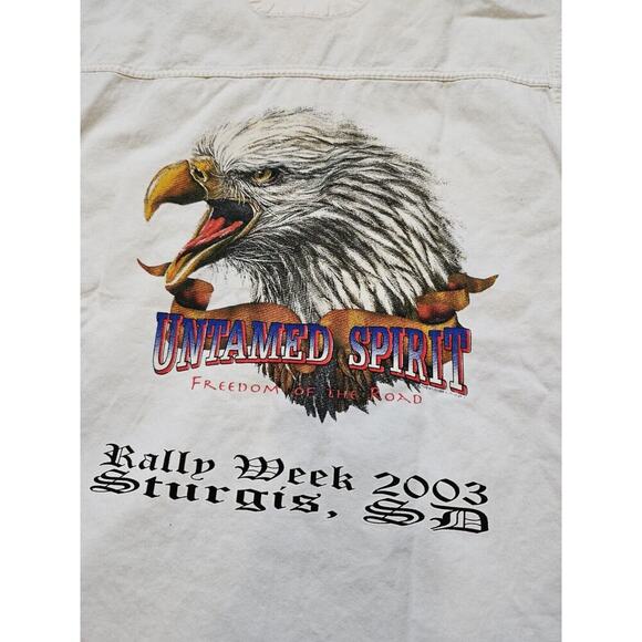 Vintage STURGIS MOTORCYCLE MENS XL SLEEVELESS BUTTON UP Canvas SHIRT VEST Eagle - Picture 2 of 8